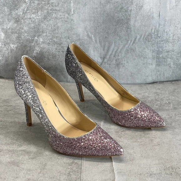 Marc Fisher Women's Silver/Pink Ombre Glitter Darreny Pointed-Toe Pumps SZ 7.5 - Picture 2 of 13